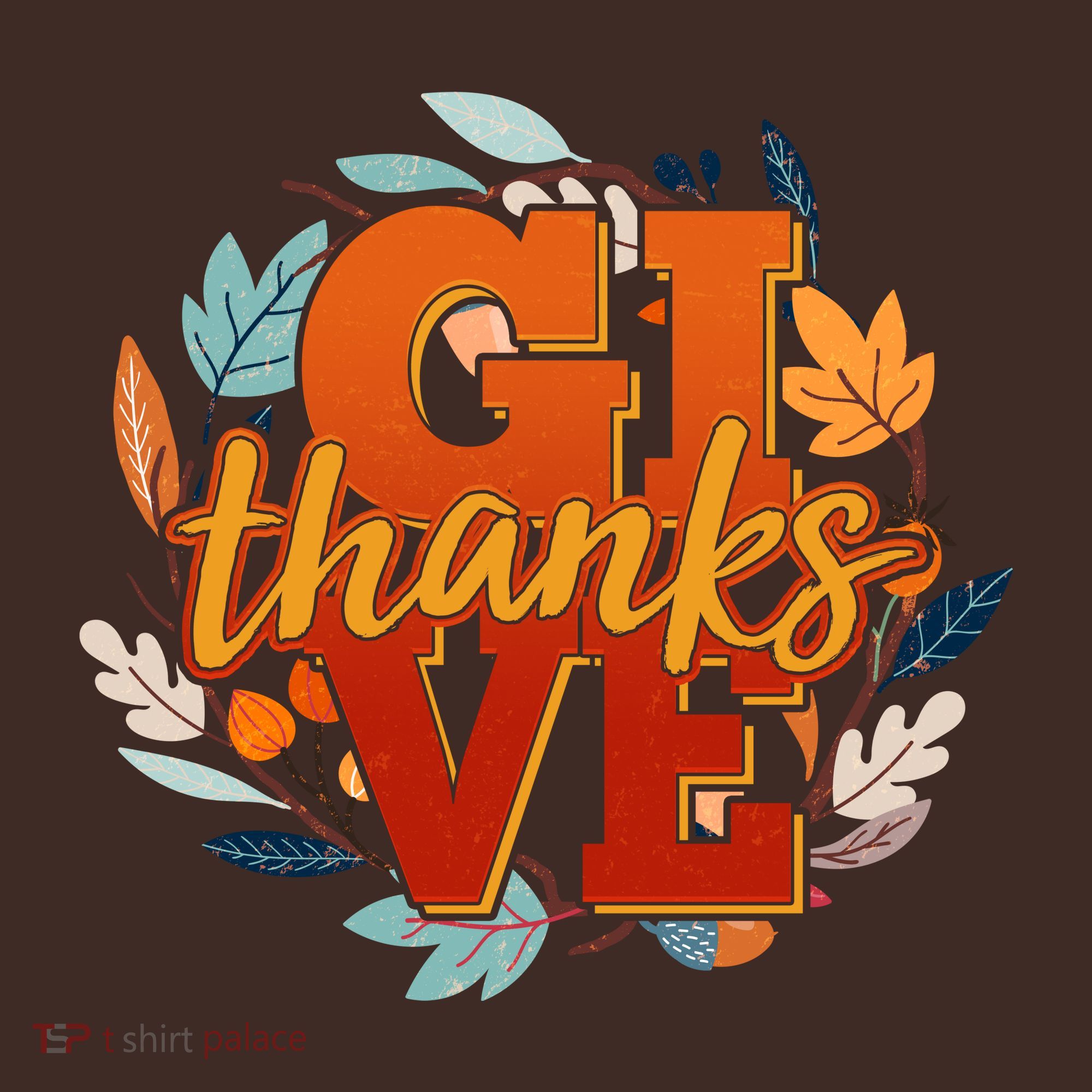 Thanksgiving Give Thanks Autumn Fall Wreath T-Shirt
