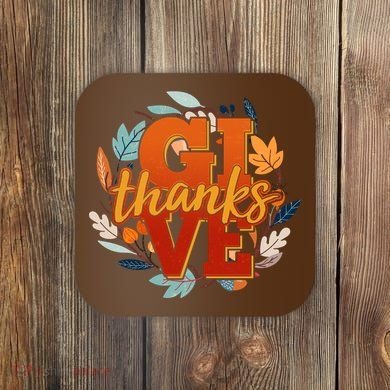 Thanksgiving Give Thanks Autumn Fall Wreath Coaster