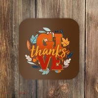 Thanksgiving Give Thanks Autumn Fall Wreath Coaster thumb 0