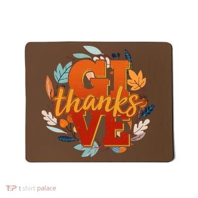 Thanksgiving Give Thanks Autumn Fall Wreath Mousepad
