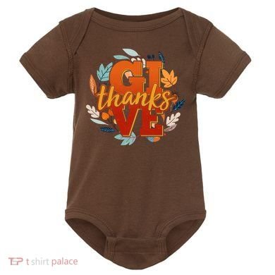 Thanksgiving Give Thanks Autumn Fall Wreath Baby Bodysuit