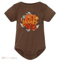 Thanksgiving Give Thanks Autumn Fall Wreath Baby Bodysuit thumb 0
