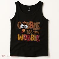 Thanskgiving Gobble Till You Wobble Turkey Face Tank Top thumb 2