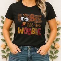 Thanskgiving Gobble Till You Wobble Turkey Face Women's T-Shirt thumb 2