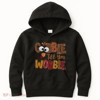 Thanskgiving Gobble Till You Wobble Turkey Face Kids Hoodie thumb 0