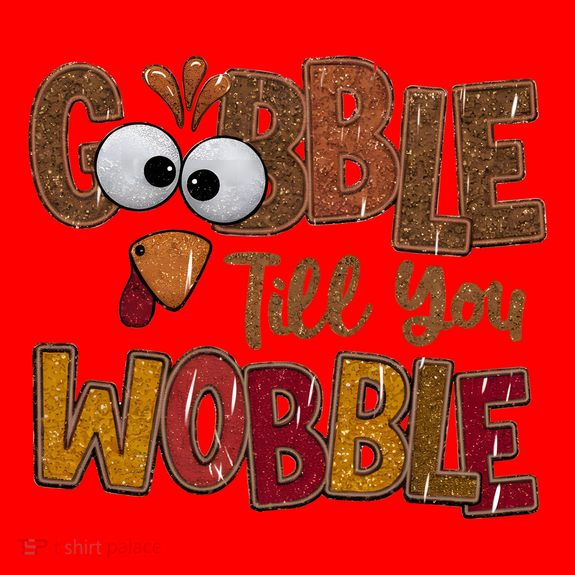Thanskgiving Gobble Till You Wobble Turkey Face Santa Hat