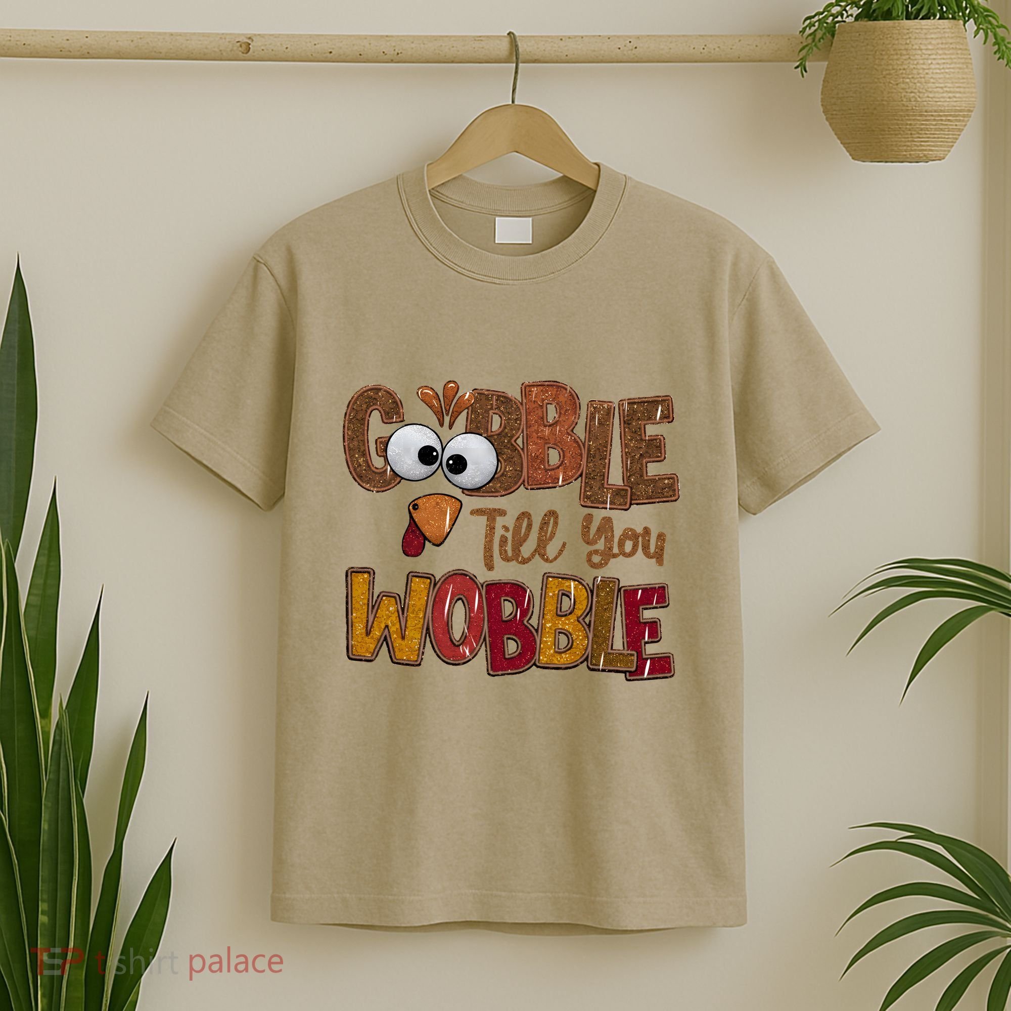 Thanskgiving Gobble Till You Wobble Turkey Face T-Shirt