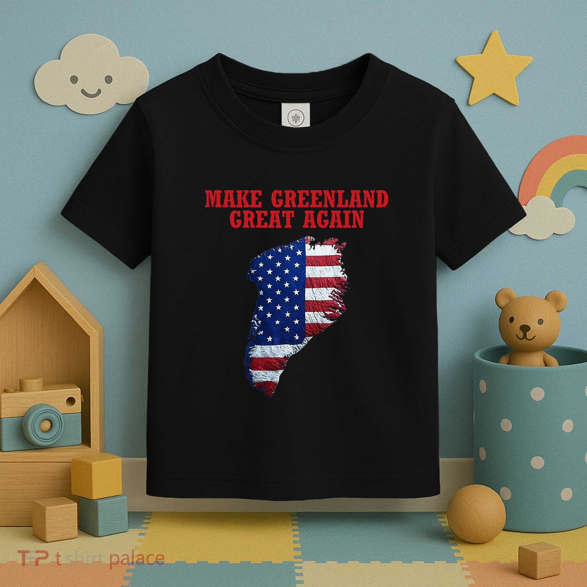 Trump Greenland Usa Flag Make Greenland Great Again Map Toddler T-Shirt
