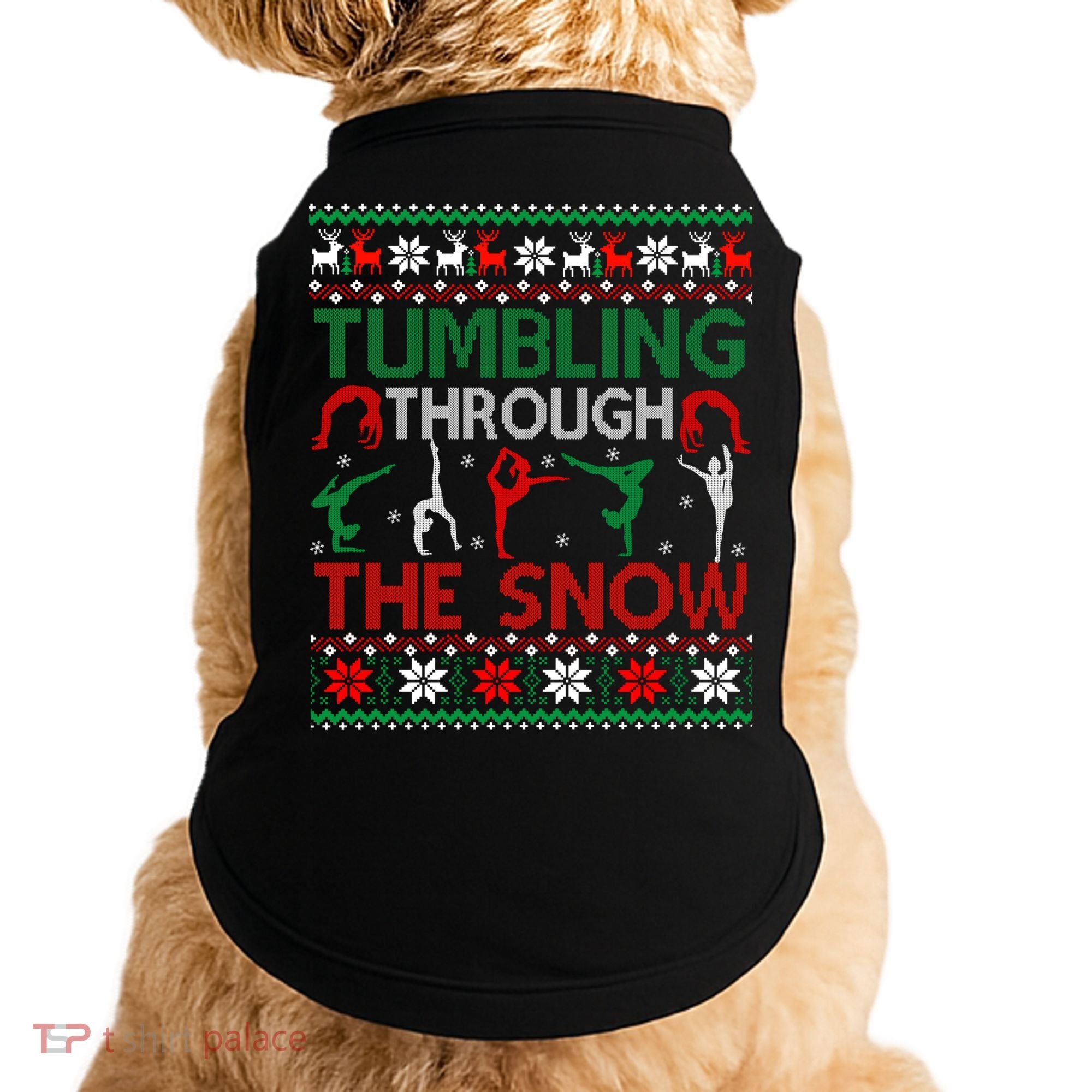 Tumbling Gymnastics Ugly Christmas Party Cool Gift Doggie Tank