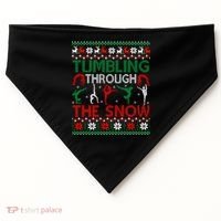 Tumbling Gymnastics Ugly Christmas Party Cool Gift USA-Made Doggie Bandana thumb 0