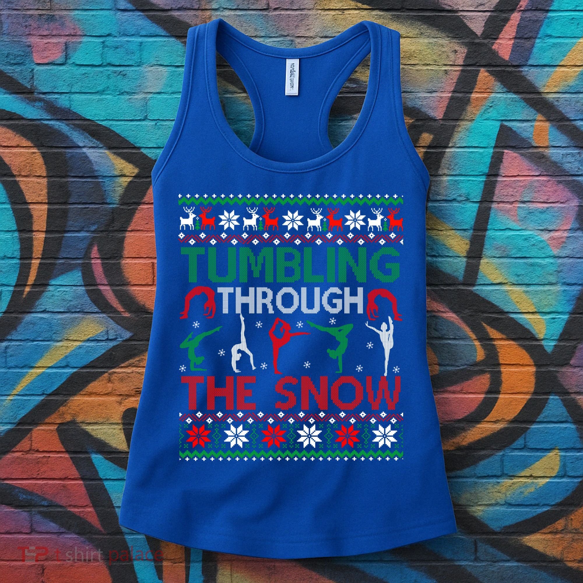 Tumbling Gymnastics Ugly Christmas Party Cool Gift Women's Tank Top