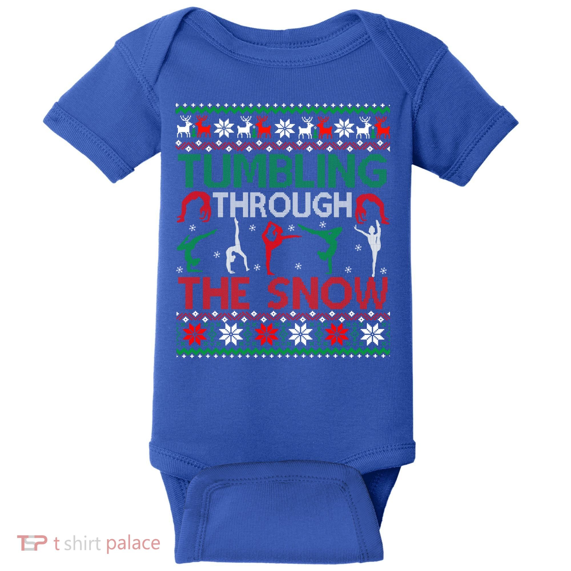 Tumbling Gymnastics Ugly Christmas Party Cool Gift Baby Bodysuit