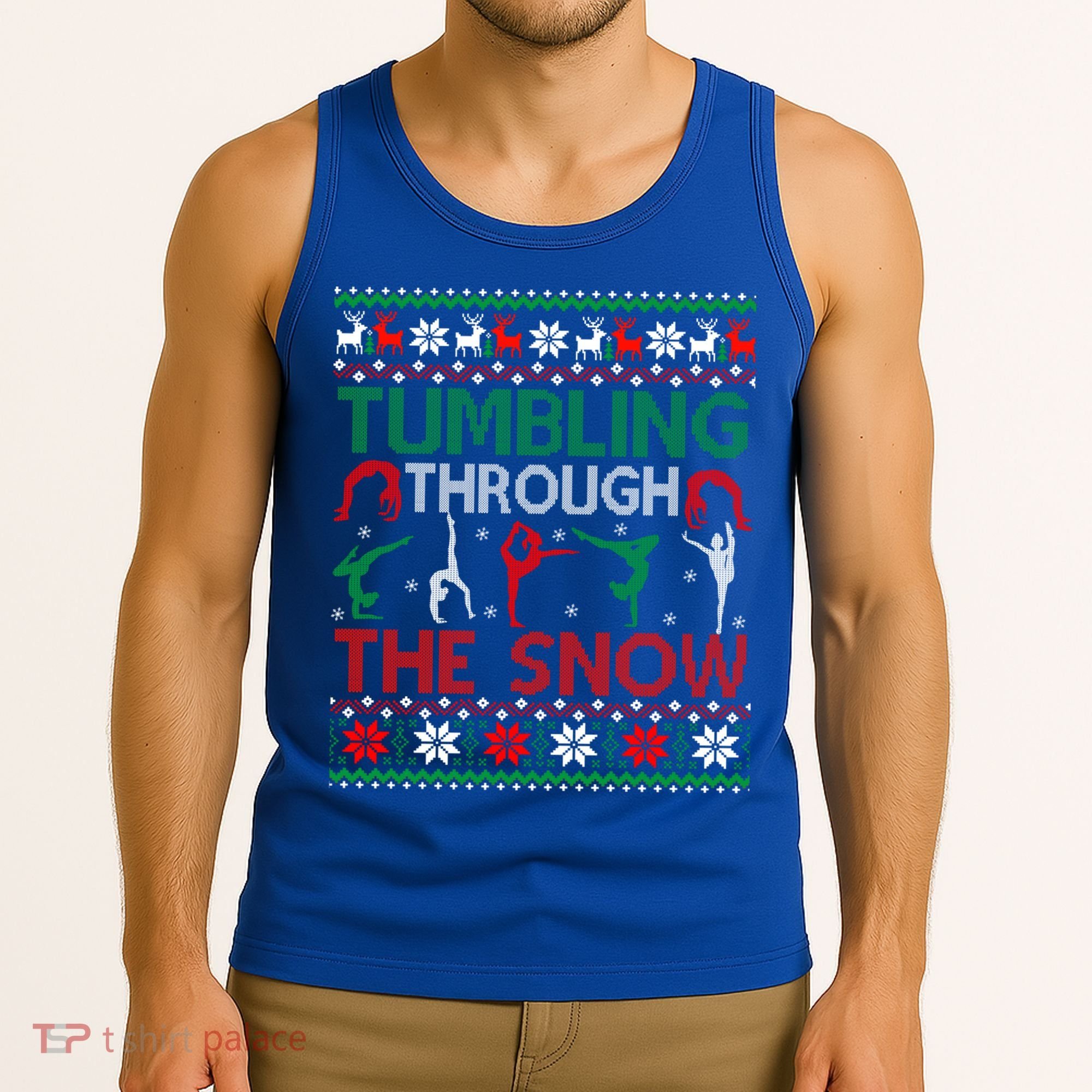 Tumbling Gymnastics Ugly Christmas Party Cool Gift Tank Top