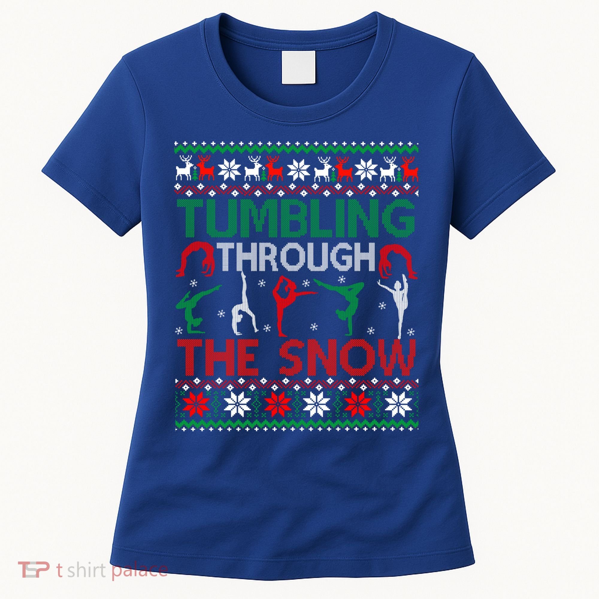 Tumbling Gymnastics Ugly Christmas Party Cool Gift Women's T-Shirt