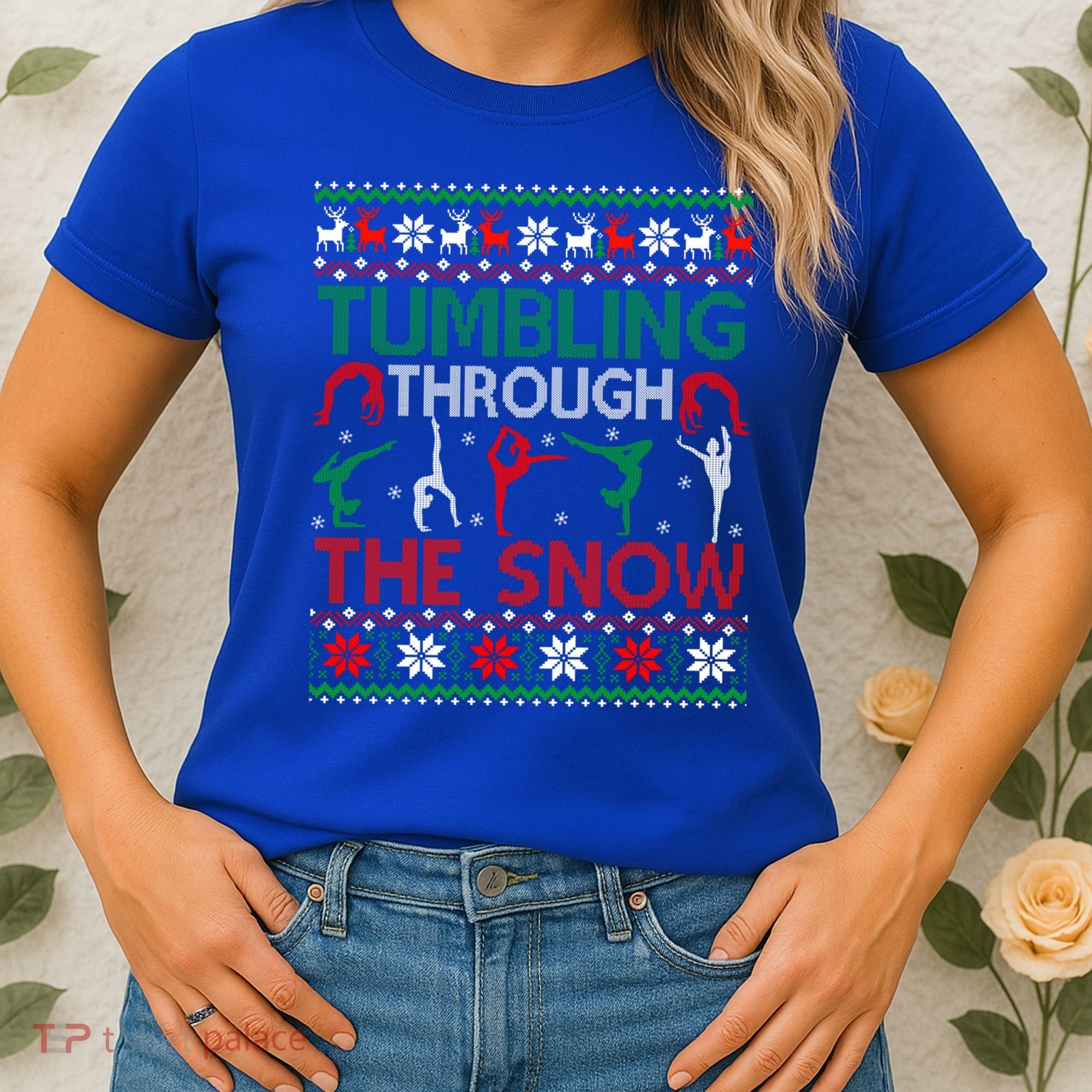 Tumbling Gymnastics Ugly Christmas Party Cool Gift Women's T-Shirt