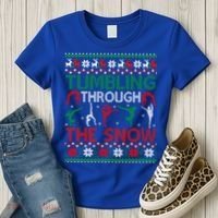 Tumbling Gymnastics Ugly Christmas Party Cool Gift Women's T-Shirt thumb 3