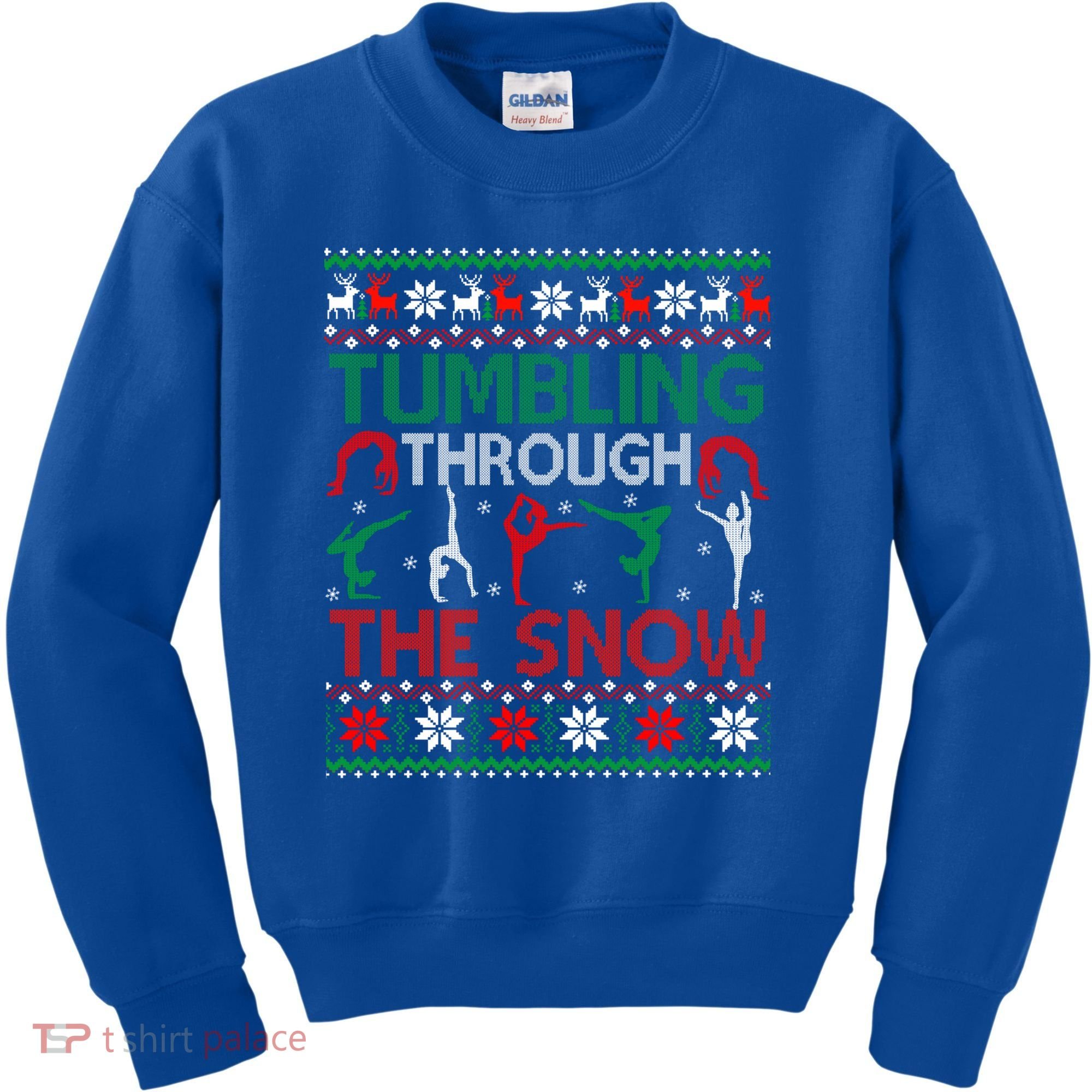 Tumbling Gymnastics Ugly Christmas Party Cool Gift Kids Sweatshirt
