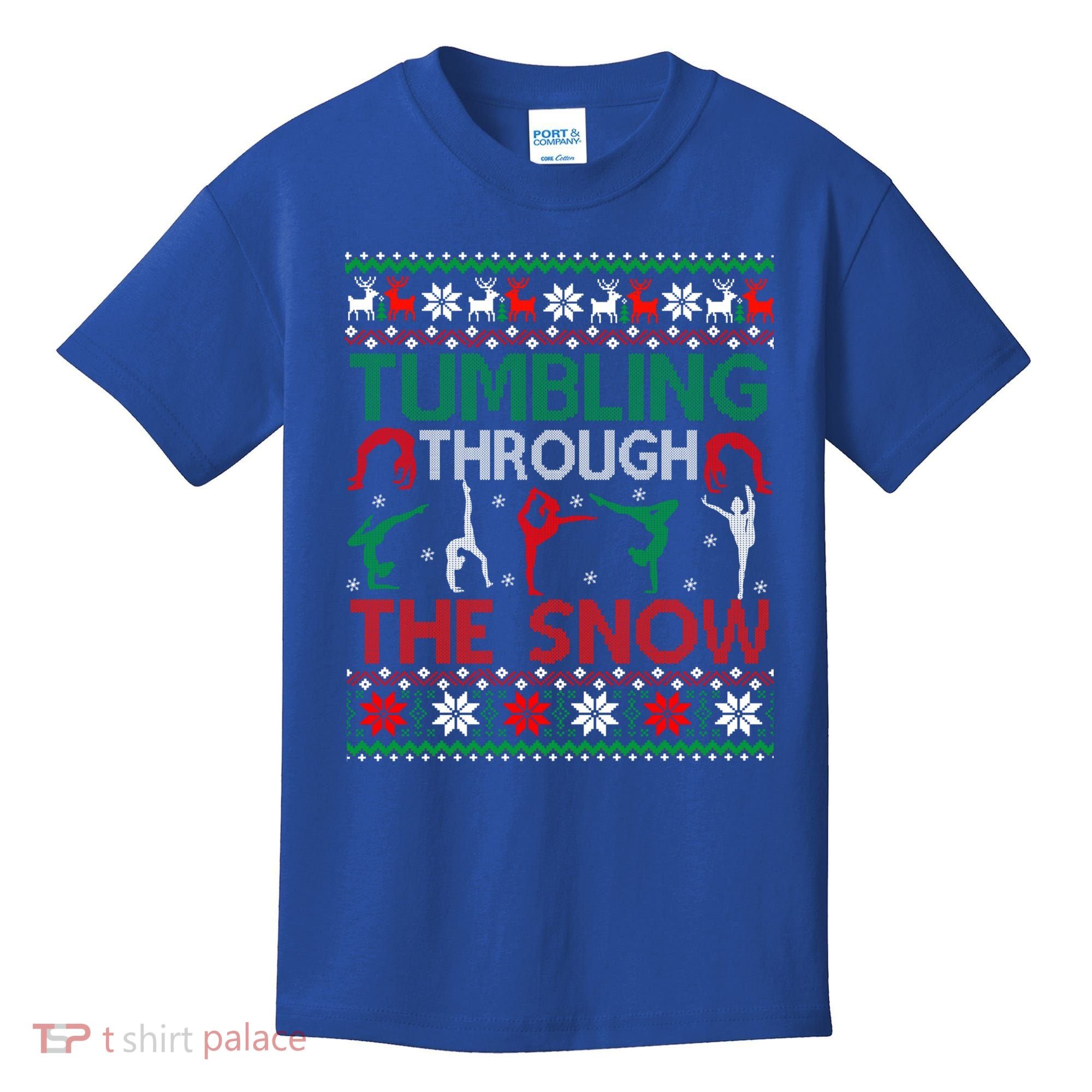 Tumbling Gymnastics Ugly Christmas Party Cool Gift Kids T-Shirt