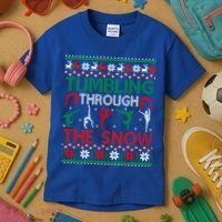 Tumbling Gymnastics Ugly Christmas Party Cool Gift Kids T-Shirt thumb 3