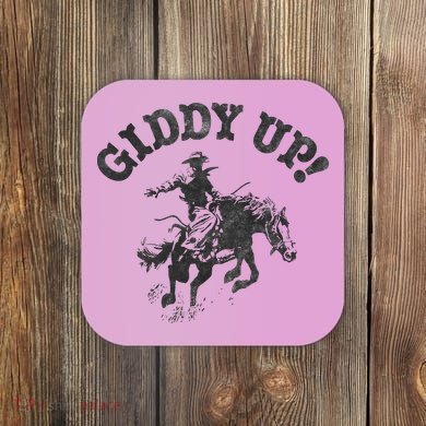 Trendy Giddy Up Classic Rodeo Black & White Coaster