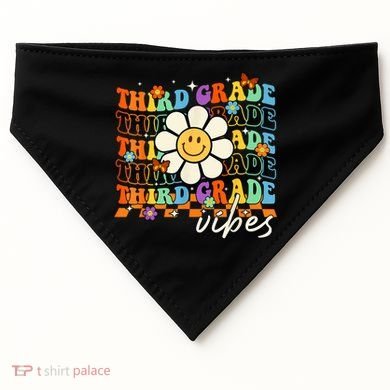 Third Grade Vibes Groovy Back To School Team 3rd Grade USA-Made Doggie Bandana