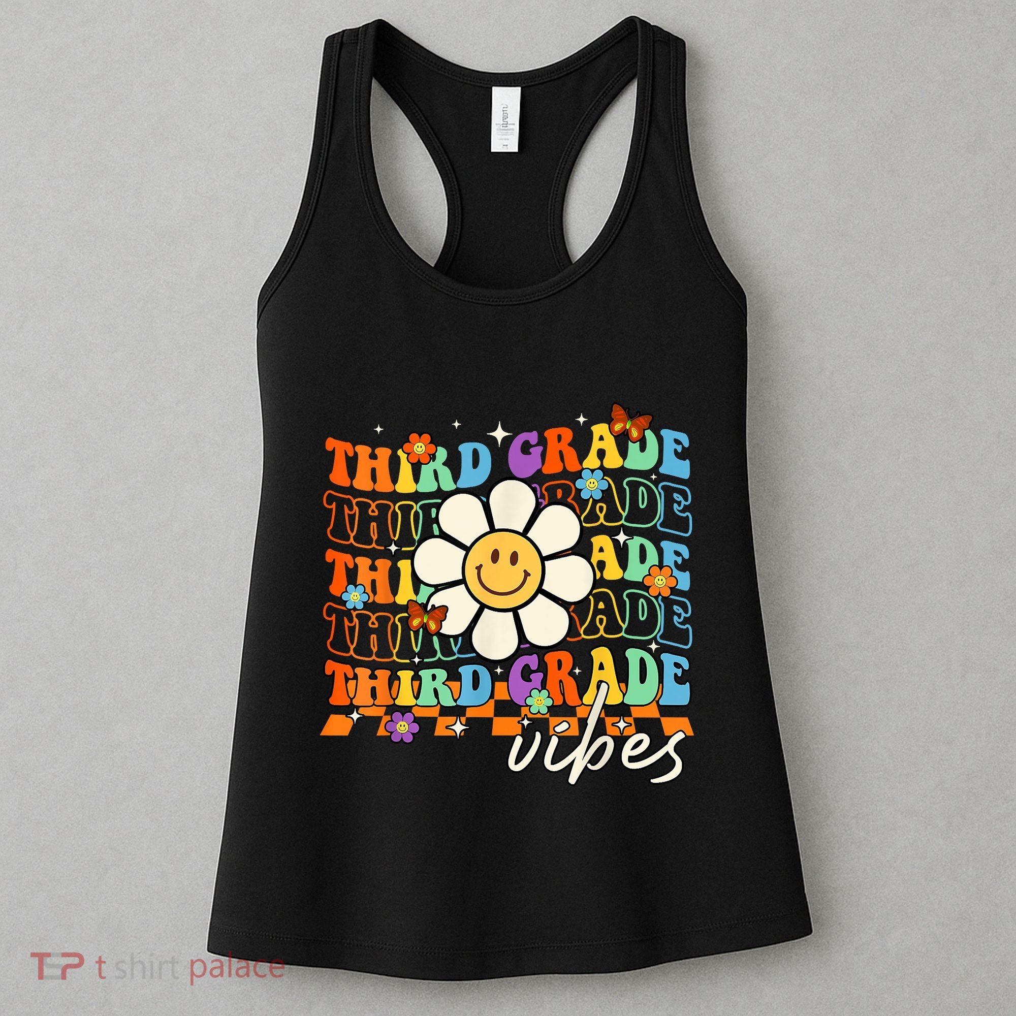 Third Grade Vibes Groovy Back To School Team 3rd Grade Women's Tank Top
