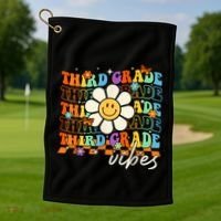 Third Grade Vibes Groovy Back To School Team 3rd Grade Golf Towel thumb 1