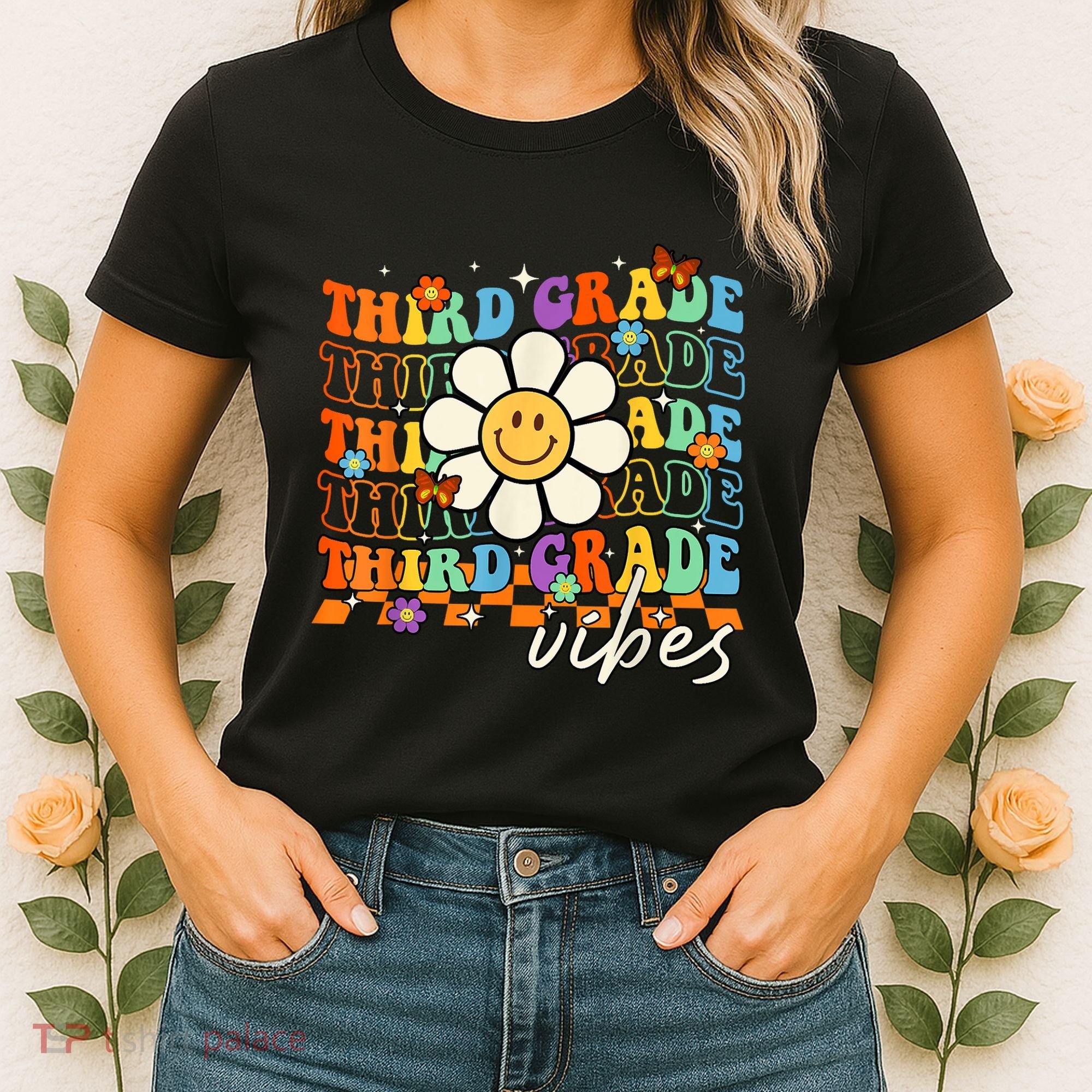Third Grade Vibes Groovy Back To School Team 3rd Grade Women's T-Shirt