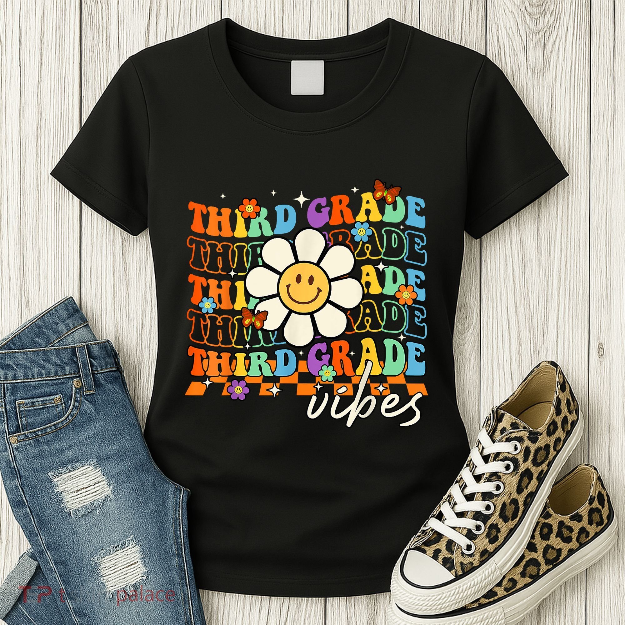 Third Grade Vibes Groovy Back To School Team 3rd Grade Women's T-Shirt