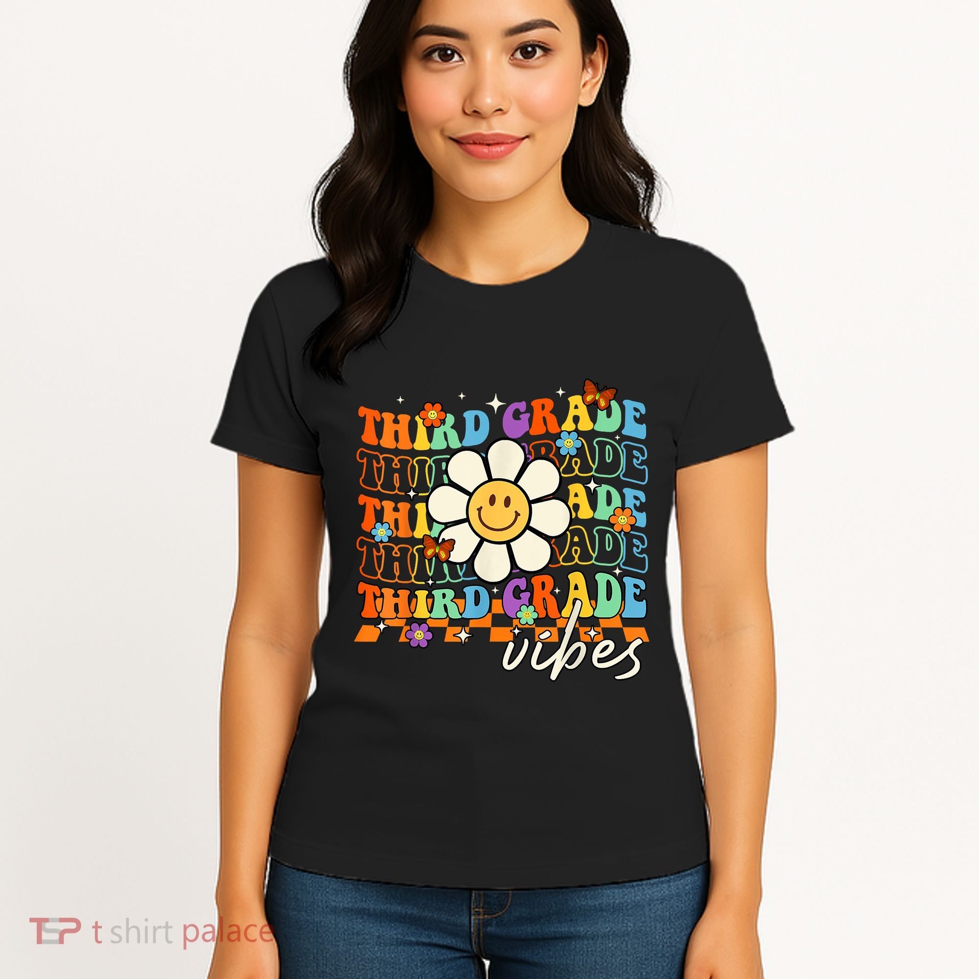 Third Grade Vibes Groovy Back To School Team 3rd Grade Women's T-Shirt