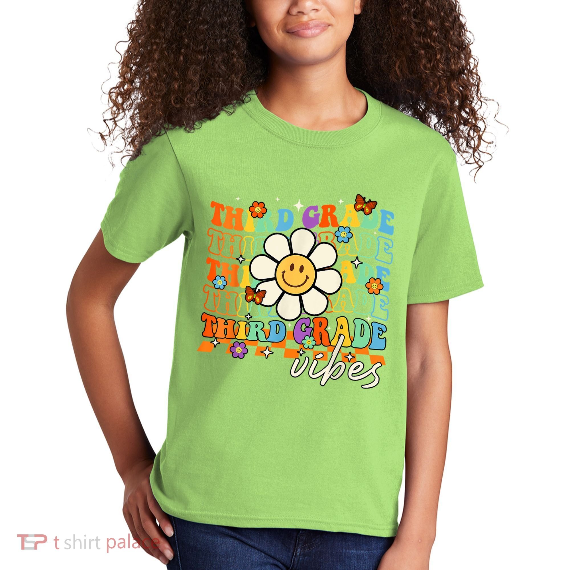 Third Grade Vibes Groovy Back To School Team 3rd Grade Kids T-Shirt