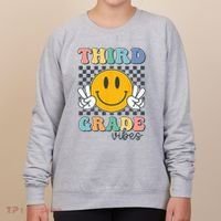 Third Grade Vibes Retro Smile Back To School 3rd Grade Team Women's Sweatshirt thumb 0
