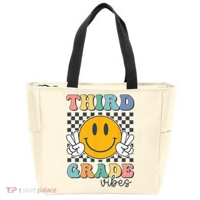 Third Grade Vibes Retro Smile Back To School 3rd Grade Team Tote Bag