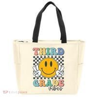 Third Grade Vibes Retro Smile Back To School 3rd Grade Team Tote Bag thumb 0