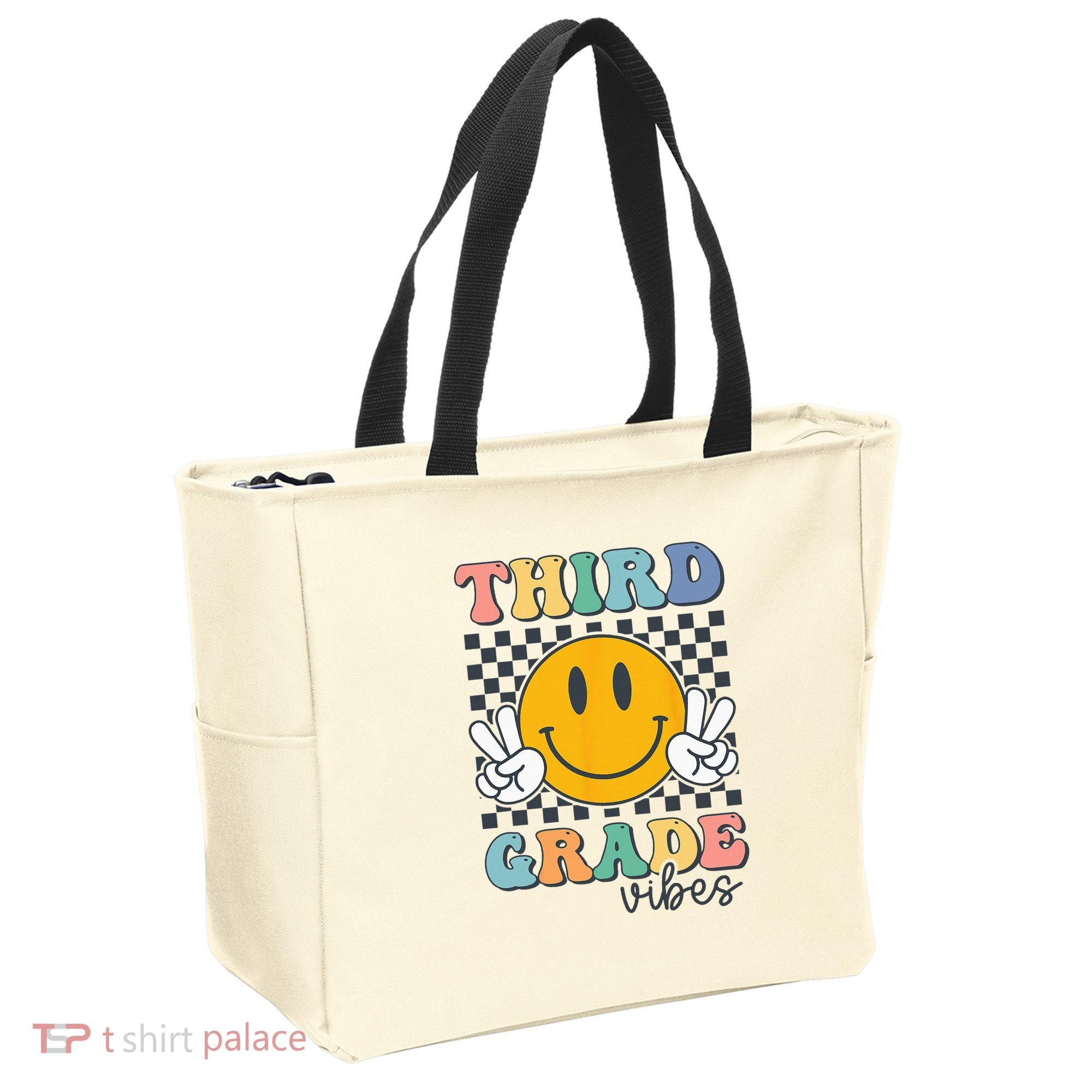 Third Grade Vibes Retro Smile Back To School 3rd Grade Team Tote Bag