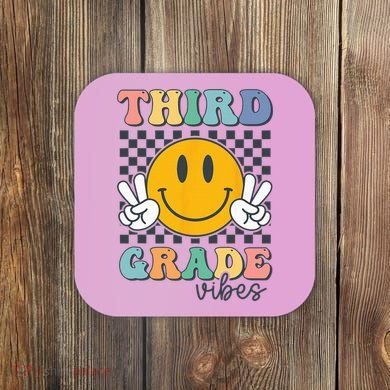 Third Grade Vibes Retro Smile Back To School 3rd Grade Team Coaster