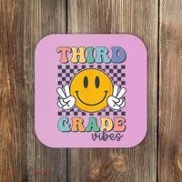 Third Grade Vibes Retro Smile Back To School 3rd Grade Team Coaster thumb 0