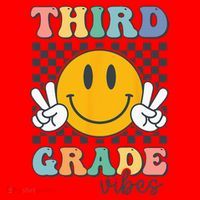 Third Grade Vibes Retro Smile Back To School 3rd Grade Team Santa Hat thumb 1