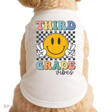 Third Grade Vibes Retro Smile Back To School 3rd Grade Team Doggie Tank