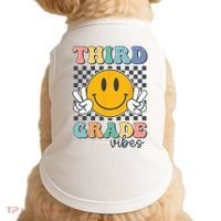 Third Grade Vibes Retro Smile Back To School 3rd Grade Team Doggie Tank thumb 0