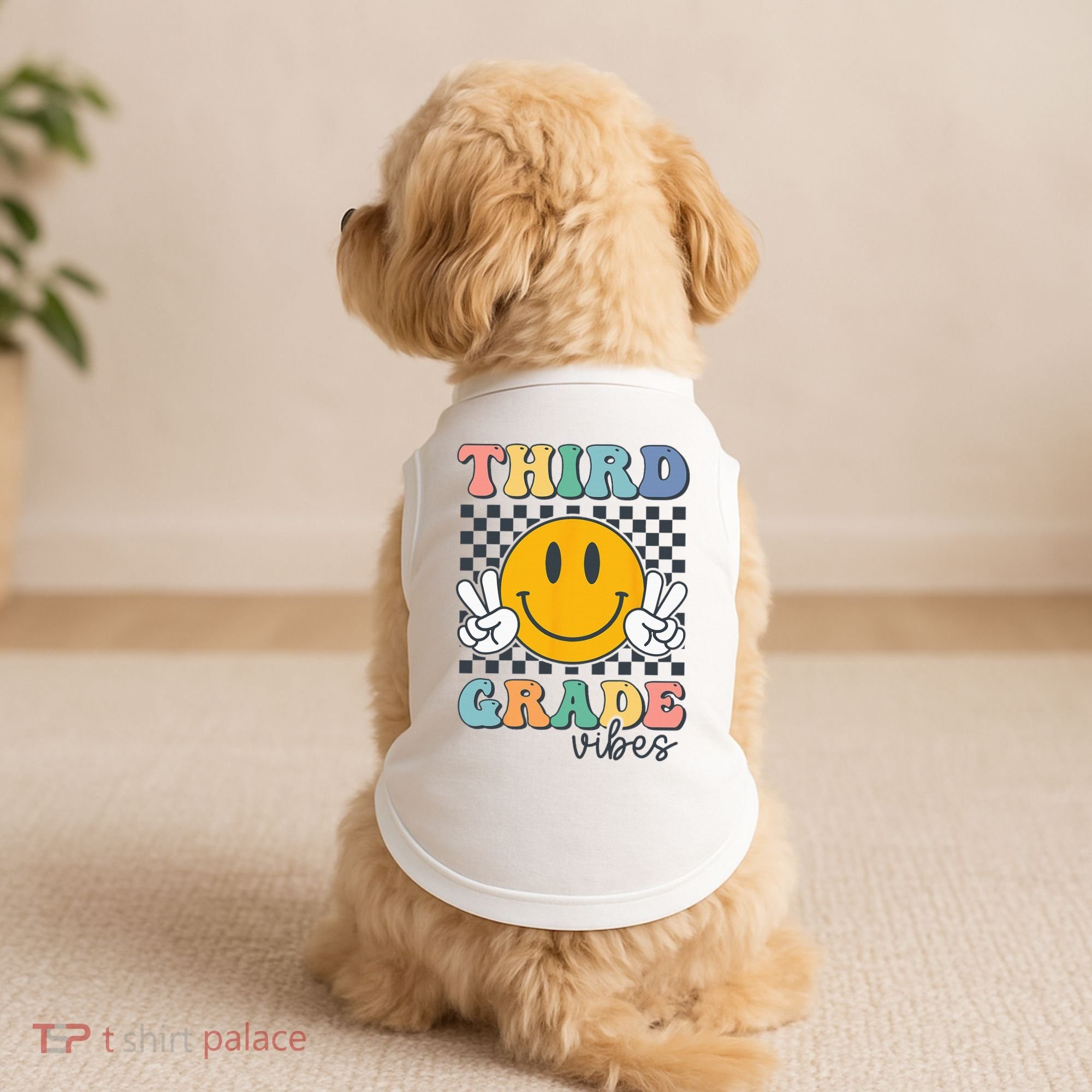 Third Grade Vibes Retro Smile Back To School 3rd Grade Team Doggie Tank