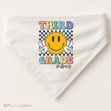 Third Grade Vibes Retro Smile Back To School 3rd Grade Team USA-Made Doggie Bandana