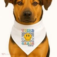 Third Grade Vibes Retro Smile Back To School 3rd Grade Team USA-Made Doggie Bandana thumb 1