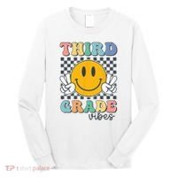 Third Grade Vibes Retro Smile Back To School 3rd Grade Team Long Sleeve Shirt thumb 0
