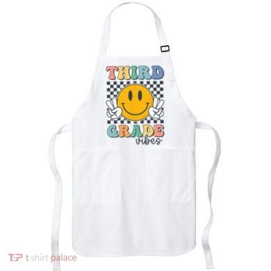 Third Grade Vibes Retro Smile Back To School 3rd Grade Team Apron