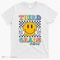 Third Grade Vibes Retro Smile Back To School 3rd Grade Team T-Shirt thumb 0
