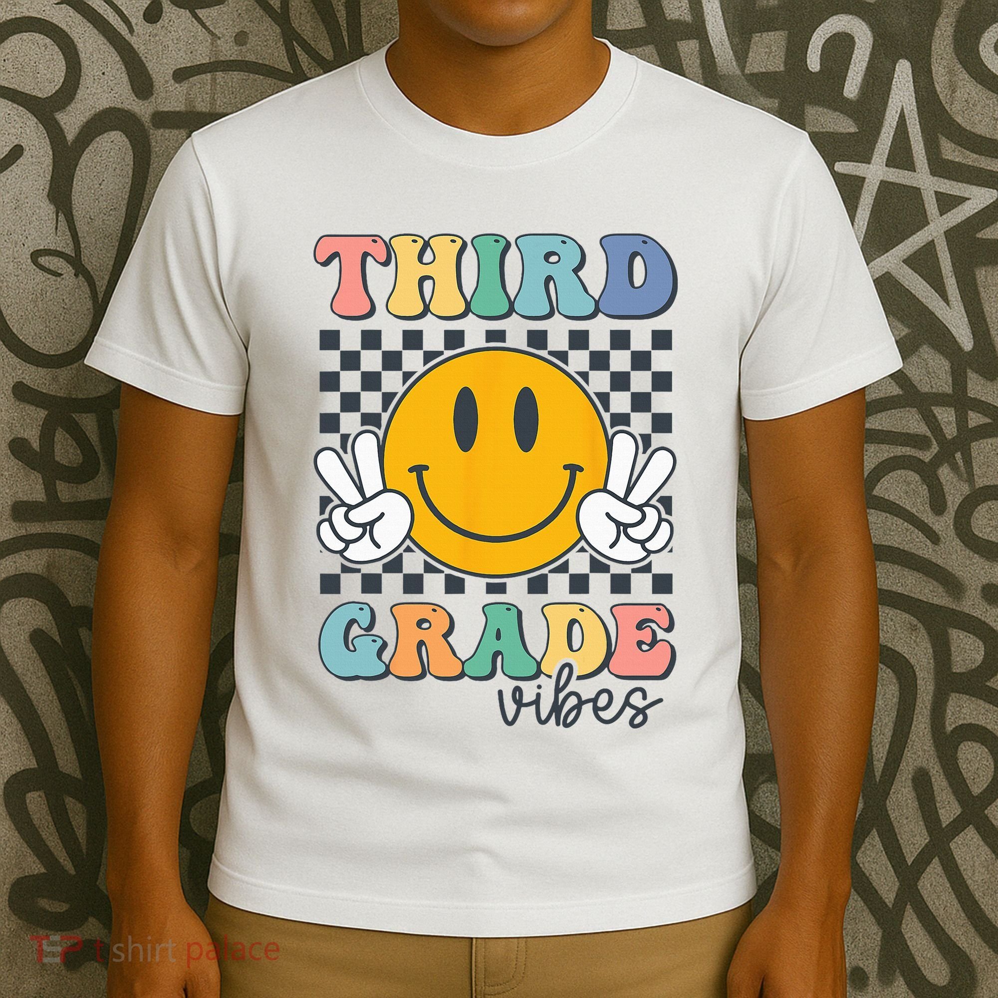 Third Grade Vibes Retro Smile Back To School 3rd Grade Team T-Shirt