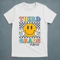 Third Grade Vibes Retro Smile Back To School 3rd Grade Team T-Shirt thumb 5