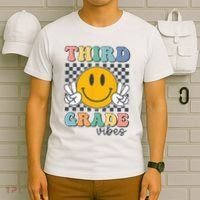 Third Grade Vibes Retro Smile Back To School 3rd Grade Team T-Shirt thumb 6