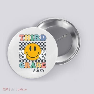 Third Grade Vibes Retro Smile Back To School 3rd Grade Team Button
